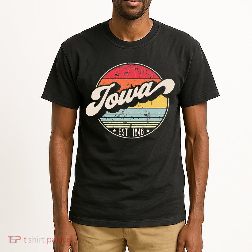 Retro Iowa Home State IA Cool 70s Style Sunset Tall T-Shirt