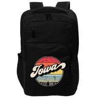 Retro Iowa Home State IA Cool 70s Style Sunset Impact Tech Backpack