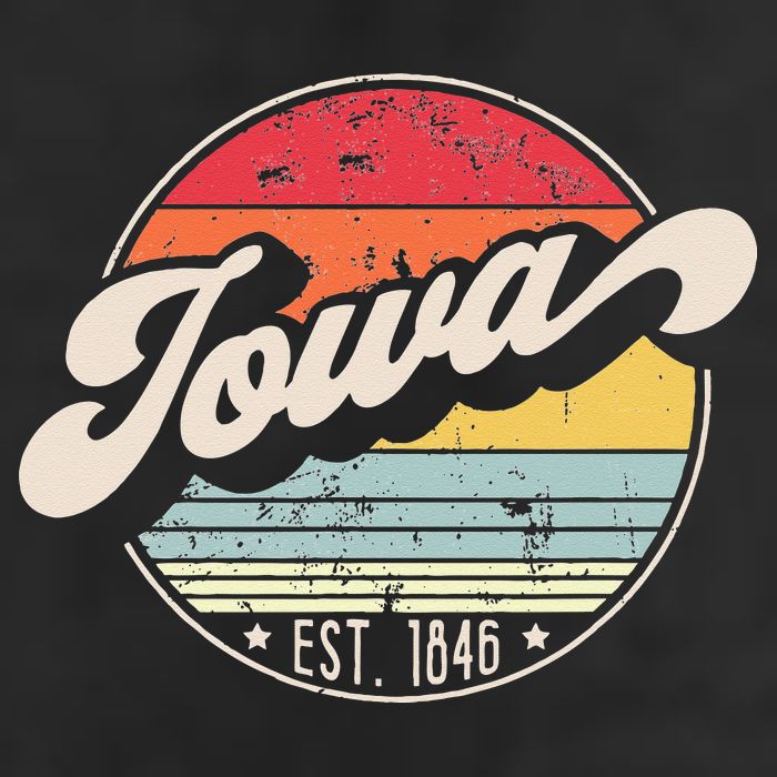 Retro Iowa Home State IA Cool 70s Style Sunset Adult Drive Performance Visor