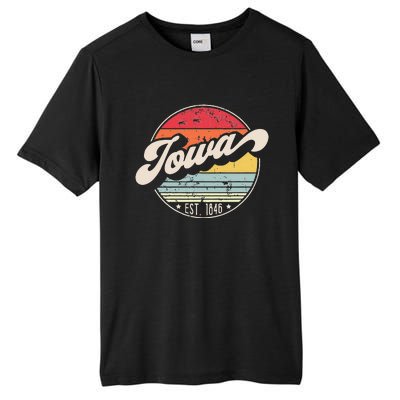 Retro Iowa Home State IA Cool 70s Style Sunset Tall Fusion ChromaSoft Performance T-Shirt