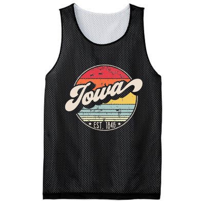 Retro Iowa Home State IA Cool 70s Style Sunset Mesh Reversible Basketball Jersey Tank