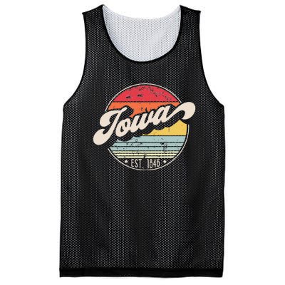 Retro Iowa Home State IA Cool 70s Style Sunset Mesh Reversible Basketball Jersey Tank