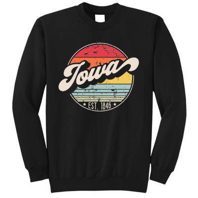 Retro Iowa Home State IA Cool 70s Style Sunset Tall Sweatshirt