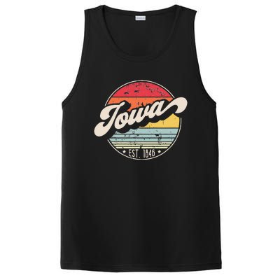 Retro Iowa Home State IA Cool 70s Style Sunset PosiCharge Competitor Tank