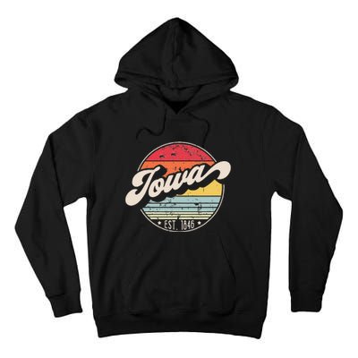 Retro Iowa Home State IA Cool 70s Style Sunset Tall Hoodie