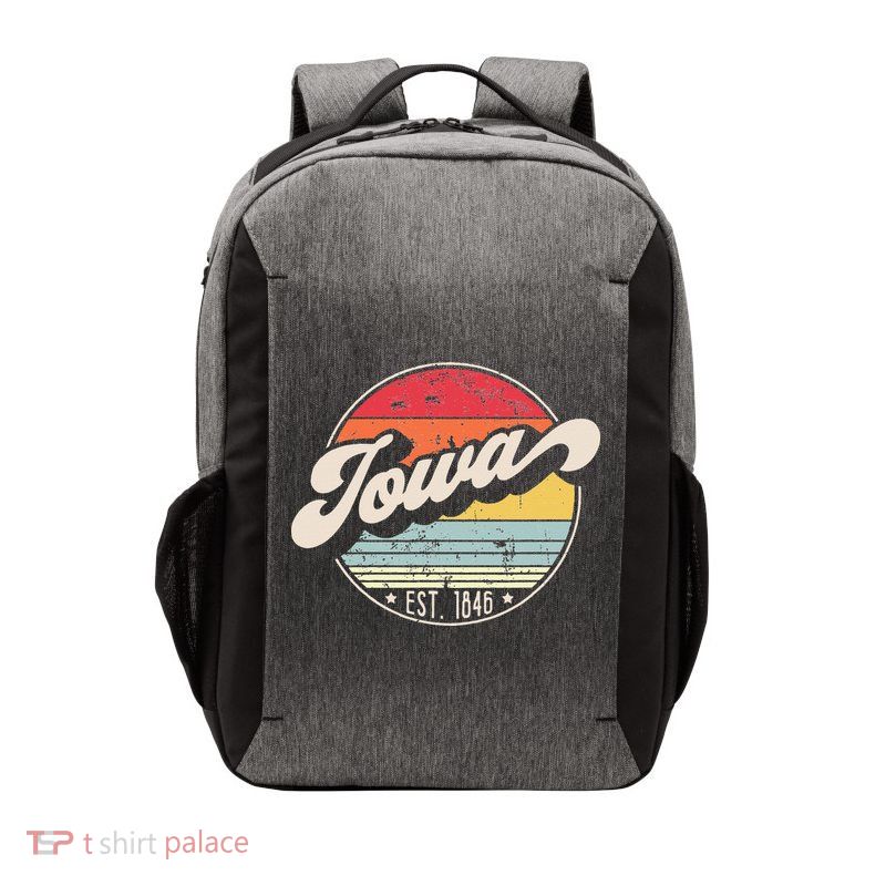 Retro Iowa Home State IA Cool 70s Style Sunset Vector Backpack