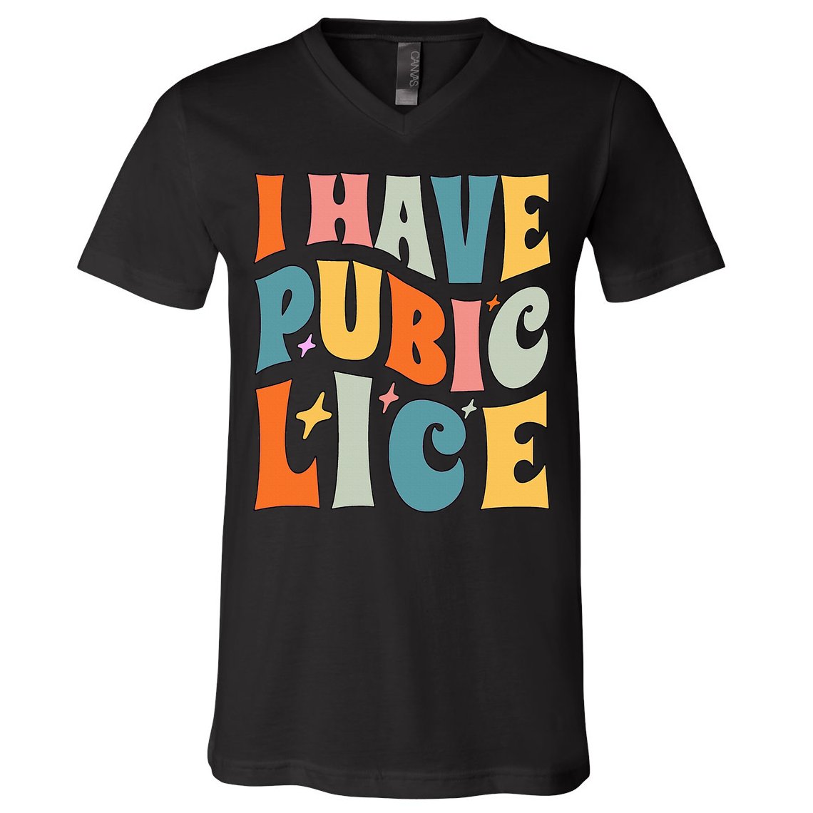 Retro I Have Pubic Lice. Offensive Inappropriate Meme V-Neck T-Shirt
