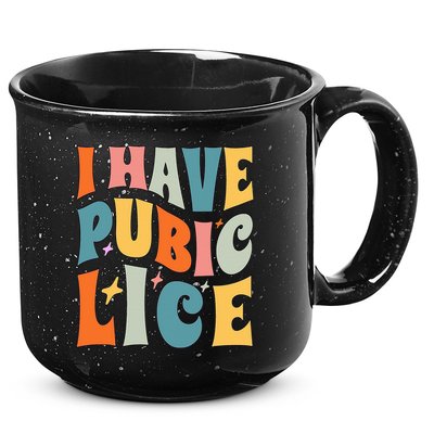 Retro I Have Pubic Lice. Offensive Inappropriate Meme 15oz Campfire Ceramic Mug