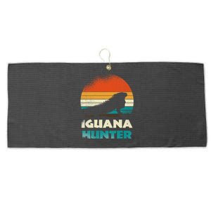 Retro Iguana Hunter Large Microfiber Waffle Golf Towel