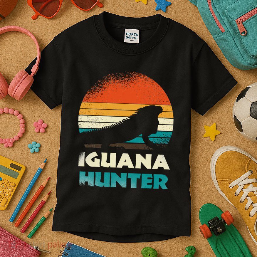 Retro Iguana Hunter Kids T-Shirt