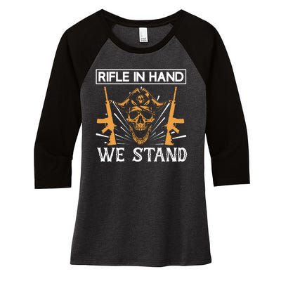 Rifle In Hand We Stand Women's Tri-Blend 3/4-Sleeve Raglan Shirt