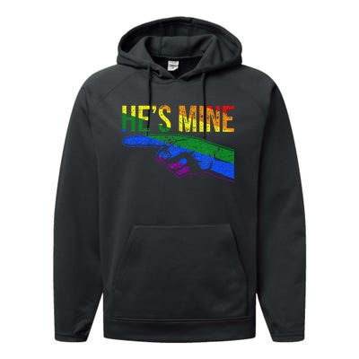 Retro I'm His He's Mine Gay Couples Im His Hes Mine Hes Mine Performance Fleece Hoodie