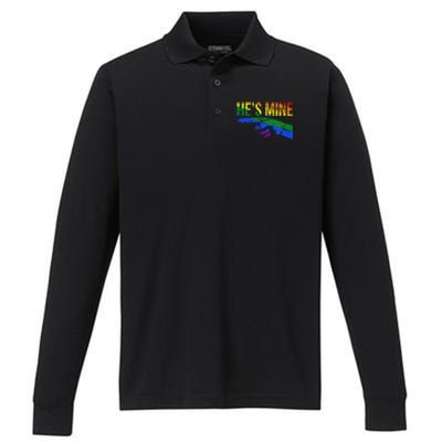 Retro I'm His He's Mine Gay Couples Im His Hes Mine Hes Mine Performance Long Sleeve Polo