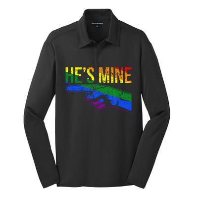 Retro I'm His He's Mine Gay Couples Im His Hes Mine Hes Mine Silk Touch Performance Long Sleeve Polo