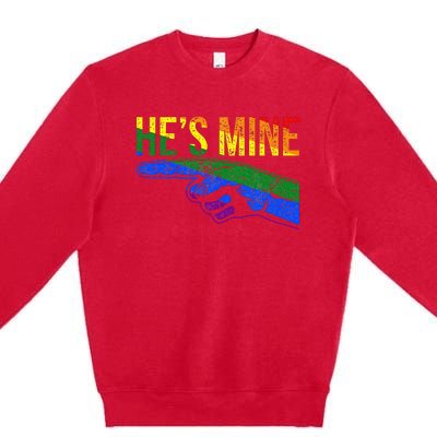 Retro I'm His He's Mine Gay Couples Im His Hes Mine Hes Mine Premium Crewneck Sweatshirt