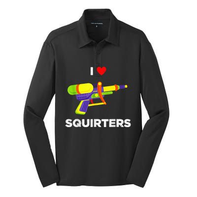 Retro I Heart Squirters I Love Squirters Silk Touch Performance Long Sleeve Polo