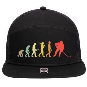 Retro Ice Hockey Evolution Gift For Ice Hockey Players 7 Panel Mesh Trucker Snapback Hat