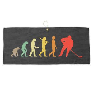 Retro Ice Hockey Evolution Gift For Ice Hockey Players Large Microfiber Waffle Golf Towel