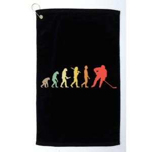 Retro Ice Hockey Evolution Gift For Ice Hockey Players Platinum Collection Golf Towel