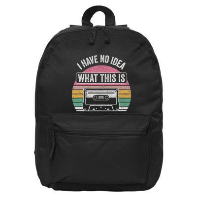 Retro I Have No Idea What This Is Funny Cassette 16 in Basic Backpack