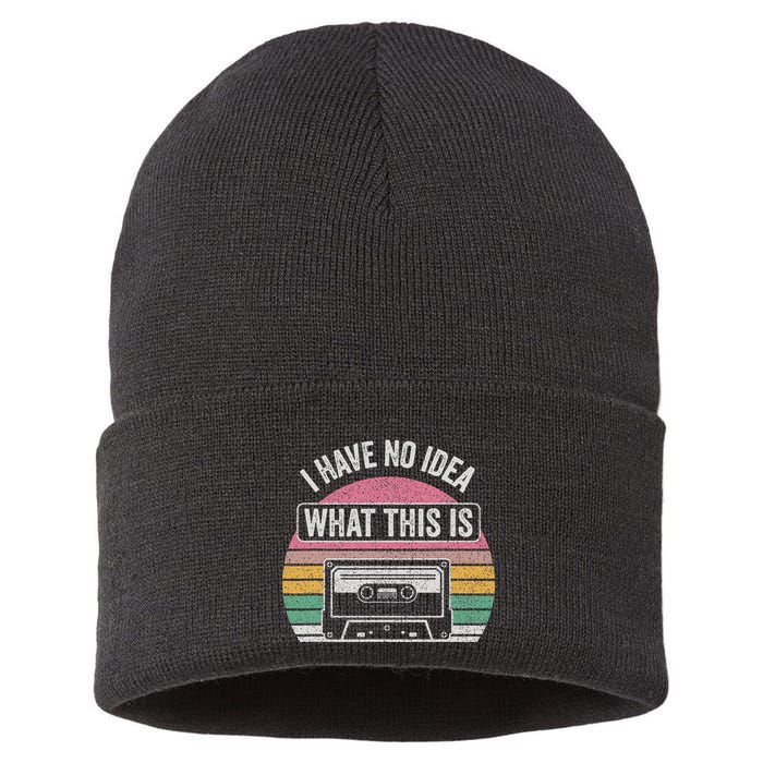 Retro I Have No Idea What This Is Funny Cassette Sustainable Knit Beanie