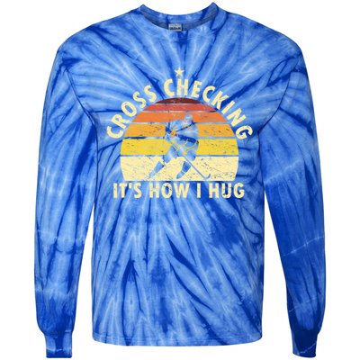 Retro Ice Hockey Player Funny Hockey Game Gift Tie-Dye Long Sleeve Shirt