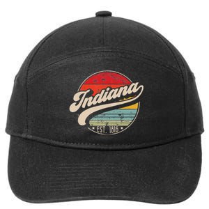 Retro Indiana Home State In Cool 70s Style Sunset 7-Panel Snapback Hat