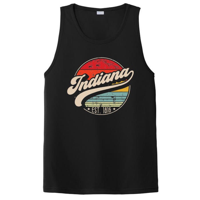 Retro Indiana Home State In Cool 70s Style Sunset PosiCharge Competitor Tank