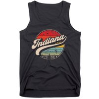 Retro Indiana Home State In Cool 70s Style Sunset Tank Top