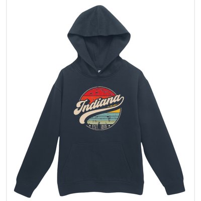 Retro Indiana Home State In Cool 70s Style Sunset Urban Pullover Hoodie