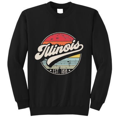 Retro Illinois Home State Il Cool 70s Style Sunset Sweatshirt