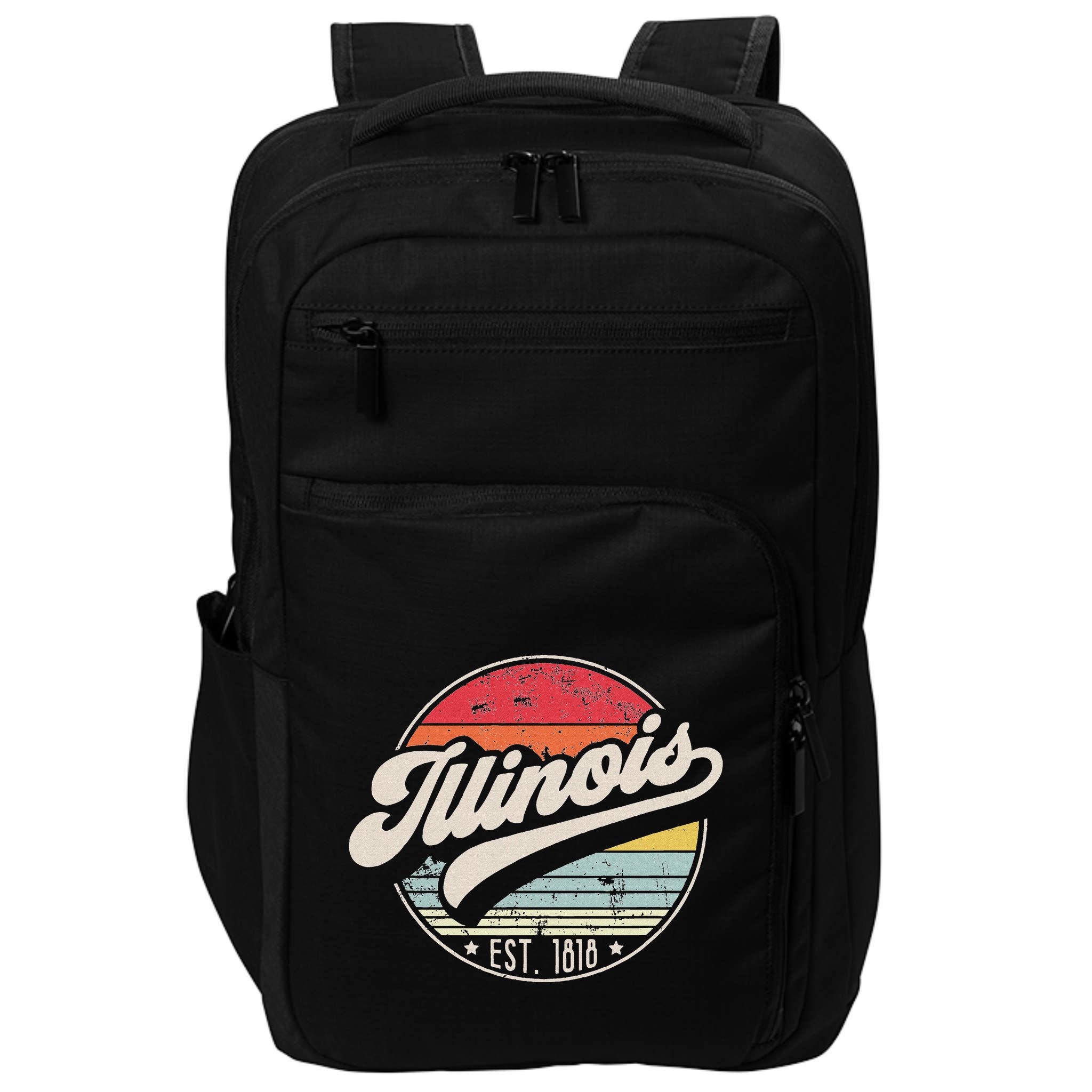 Retro Illinois Home State Il Cool 70s Style Sunset Impact Tech Backpack