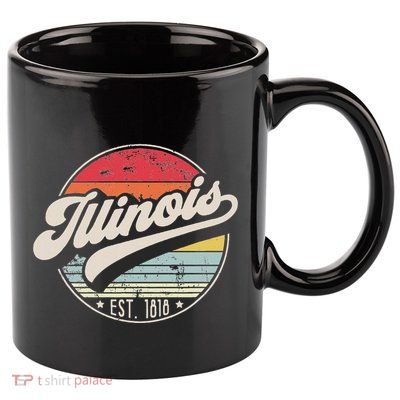 Retro Illinois Home State Il Cool 70s Style Sunset 11oz C Handle Ceramic Mug