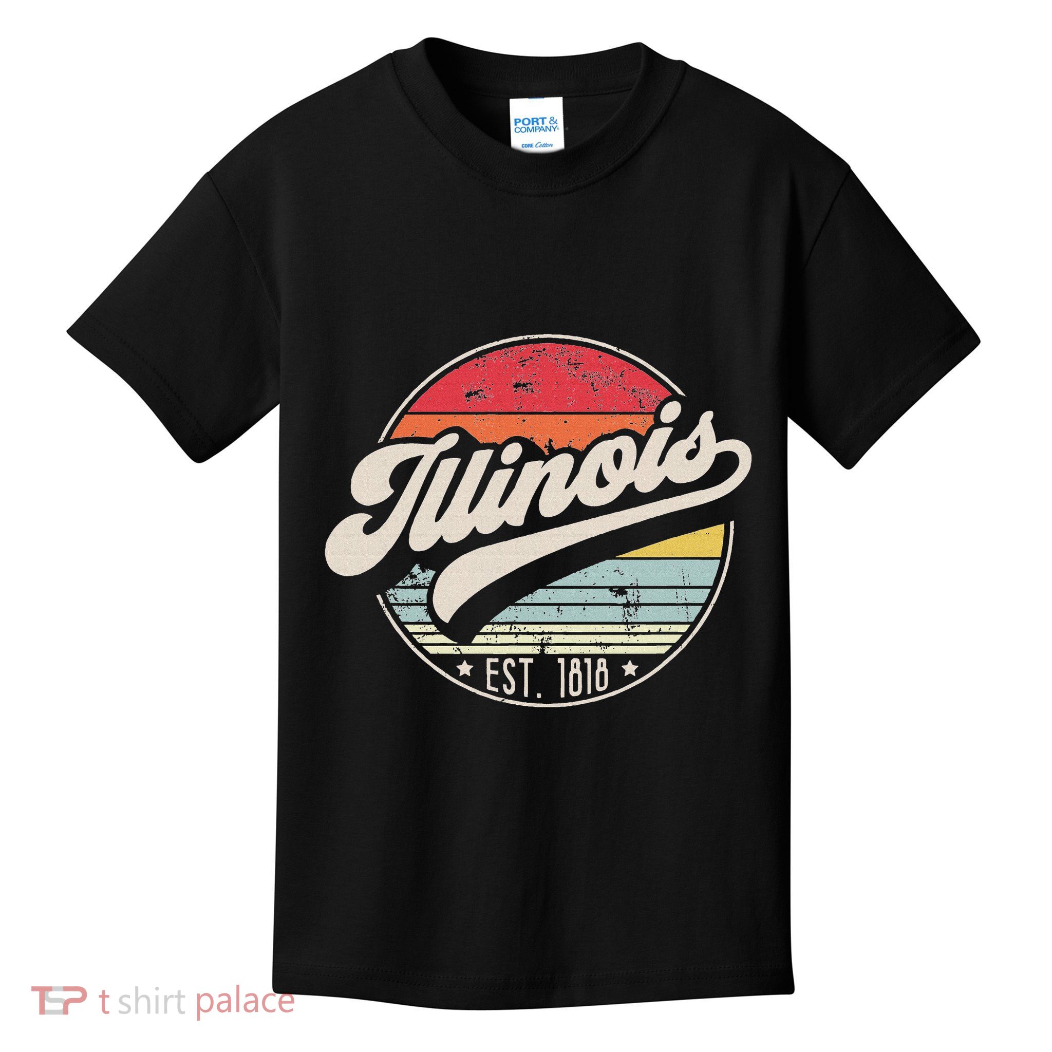 Retro Illinois Home State Il Cool 70s Style Sunset Kids T-Shirt