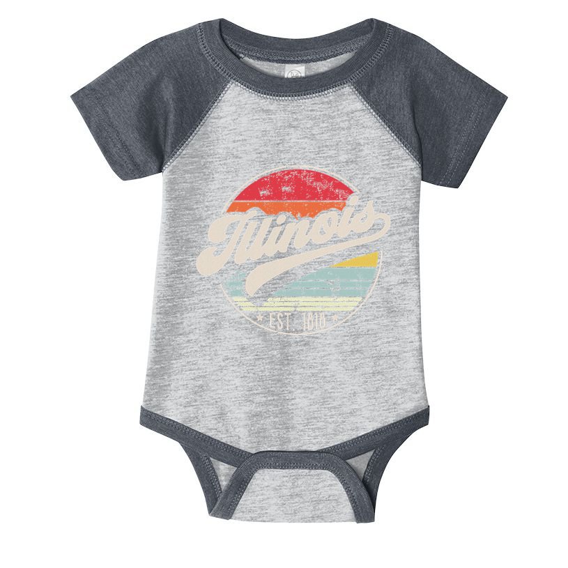 Retro Illinois Home State Il Cool 70s Style Sunset Infant Baby Jersey Bodysuit
