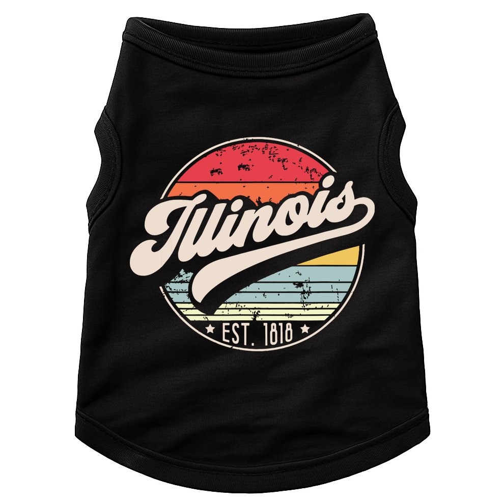 Retro Illinois Home State Il Cool 70s Style Sunset Doggie Tank