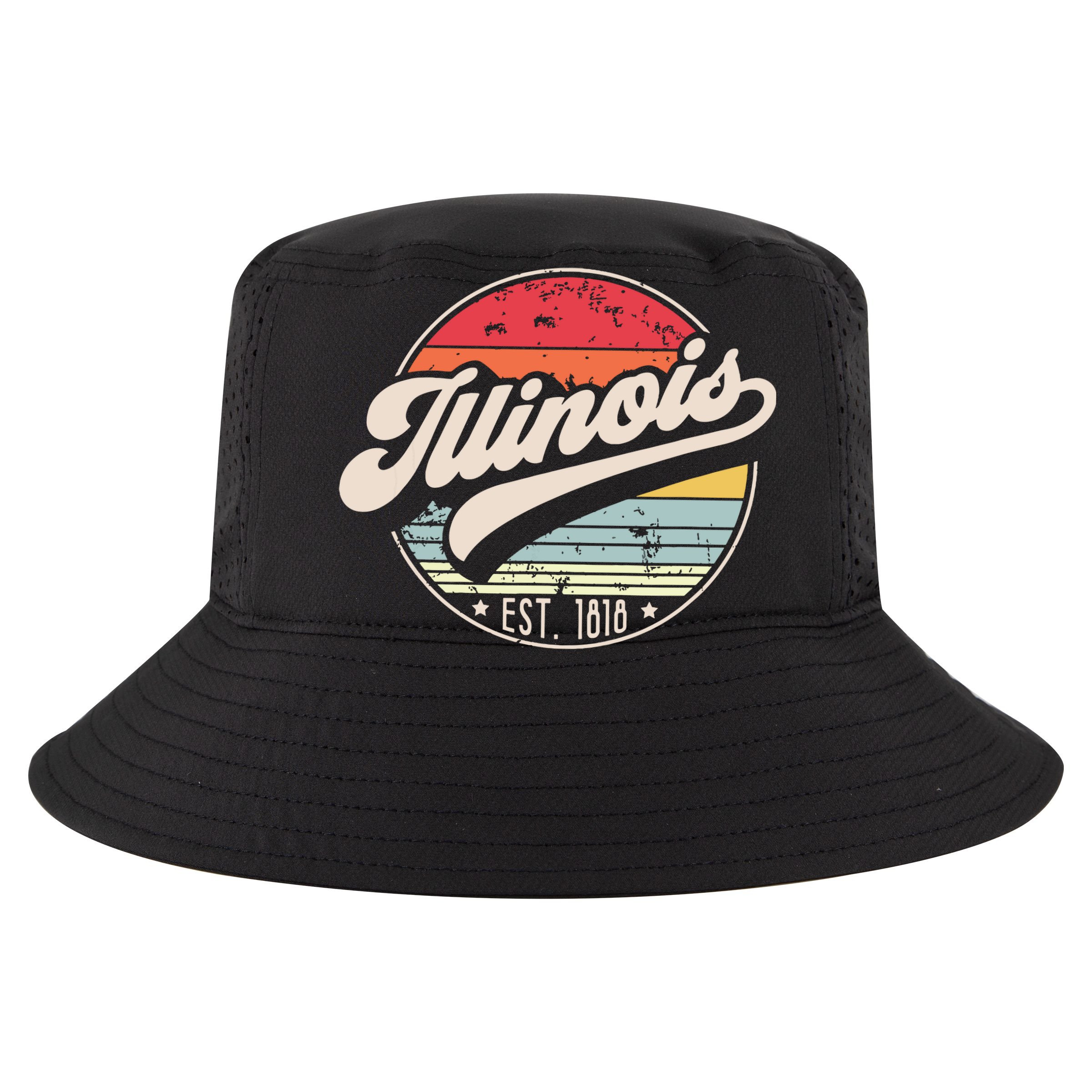 Retro Illinois Home State Il Cool 70s Style Sunset Cooling Performance Crew T-Shirt
