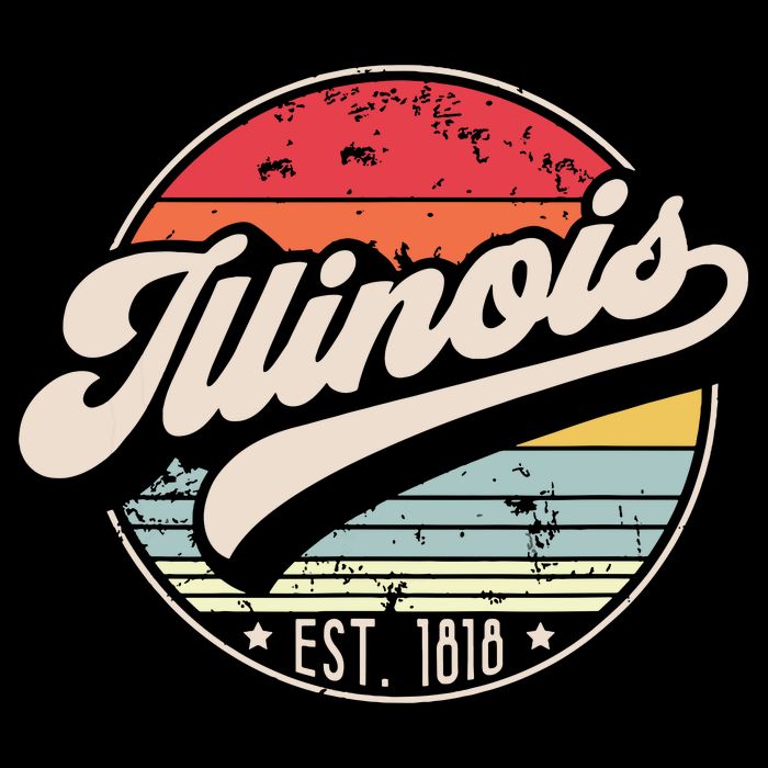 Retro Illinois Home State Il Cool 70s Style Sunset Cooling Performance Crew T-Shirt