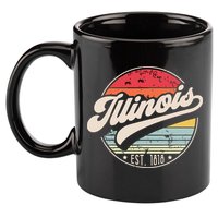 Retro Illinois Home State Il Cool 70s Style Sunset 11oz C Handle Ceramic Mug