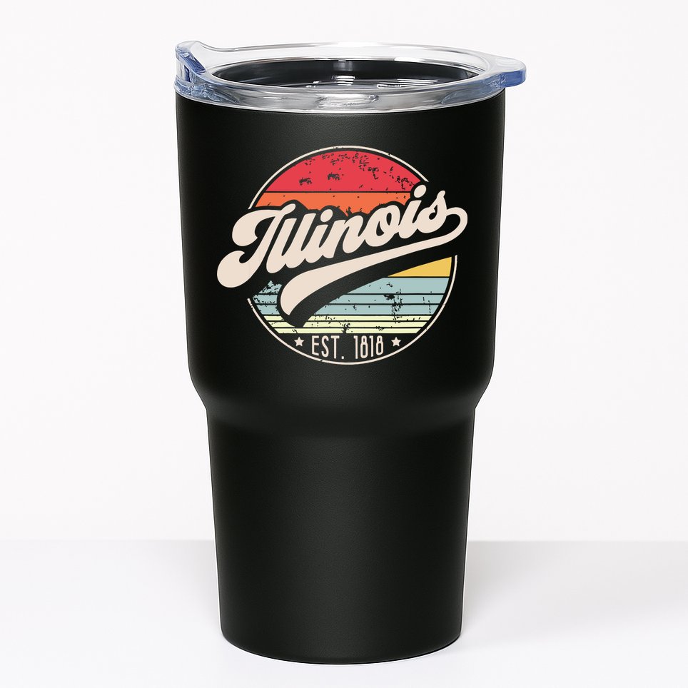 Retro Illinois Home State Il Cool 70s Style Sunset Tumbler