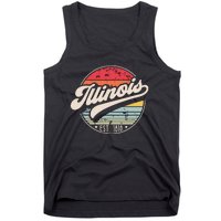 Retro Illinois Home State Il Cool 70s Style Sunset Tank Top