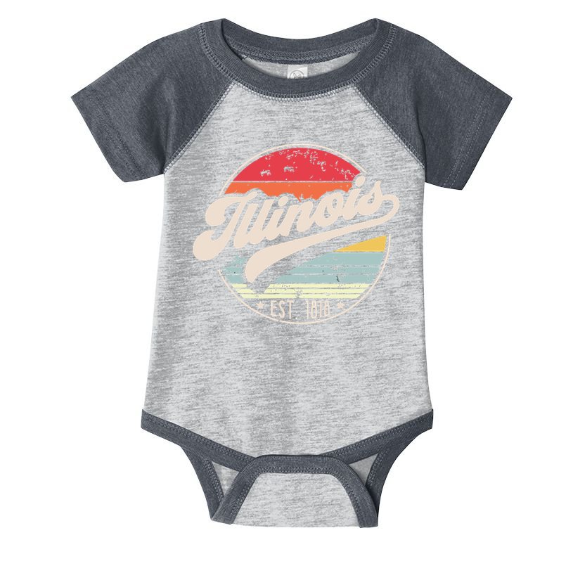 Retro Illinois Home State Il Cool 70s Style Sunset Infant Baby Jersey Bodysuit