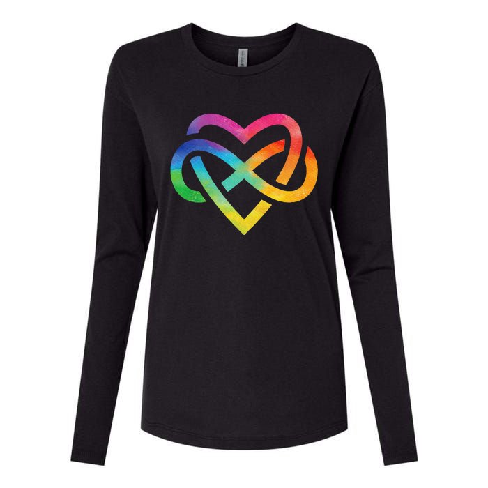 Rainbow Infinite Heart for Pride Week LGBT Polyamory Womens Cotton Relaxed Long Sleeve T-Shirt