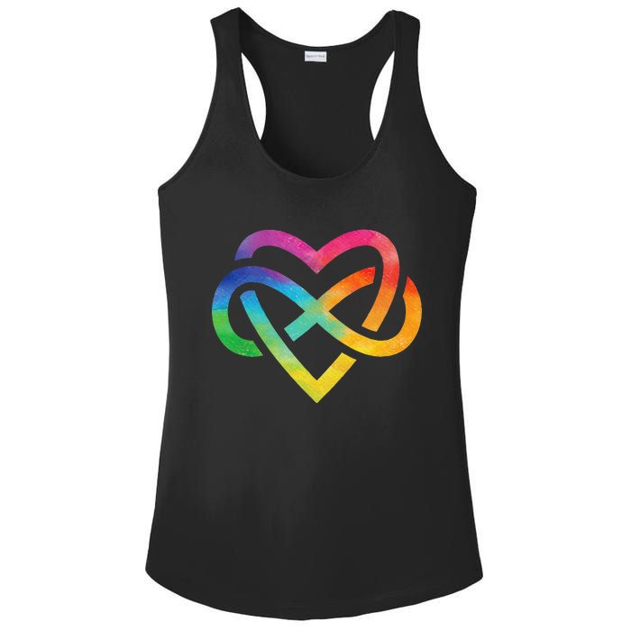 Rainbow Infinite Heart for Pride Week LGBT Polyamory Ladies PosiCharge Competitor Racerback Tank