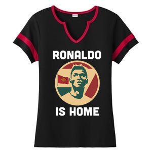 Ronaldo Is Home Manchester Ladies Halftime Notch Neck Tee