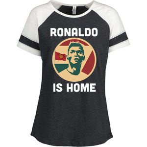 Ronaldo Is Home Manchester Enza Ladies Jersey Colorblock Tee