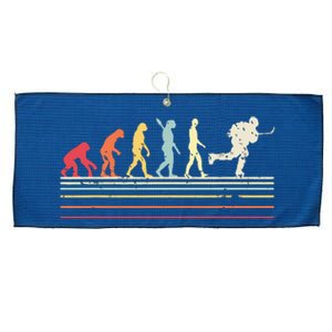 Retro Ice Hockey Evolution Gift For Ice Hockey Players Large Microfiber Waffle Golf Towel