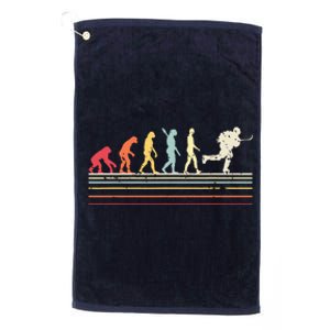 Retro Ice Hockey Evolution Gift For Ice Hockey Players Platinum Collection Golf Towel