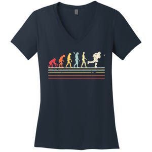 Retro Ice Hockey Evolution Gift For Ice Hockey Players Women's V-Neck T-Shirt