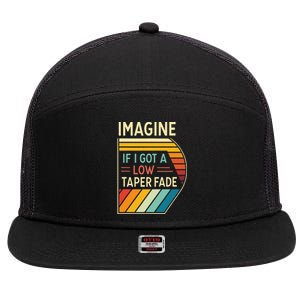 Retro Imagine If I Got A Low Taper Fade Funny Viral Meme 7 Panel Mesh Trucker Snapback Hat